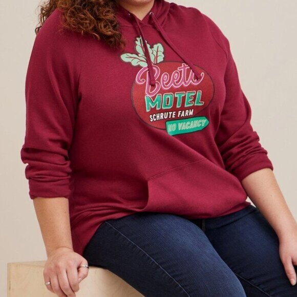 Torrid The Office Hoodie Dwight Schrute Farms Beets Motel Super Soft Size 3 Red - Picture 4 of 7